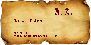 Major Kabos névjegykártya